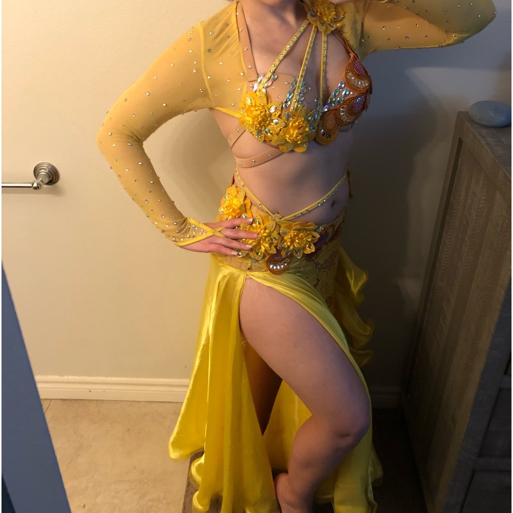 Yellow belly dance costume